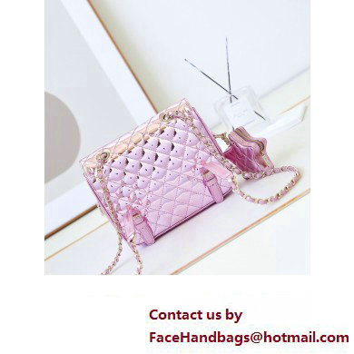 chanel Mirror Calfskin, Calfskin  &  Gold-Tone Metal Backpack Bag  &  Star Coin Purse AS4649 Metallic Light Purple 2024